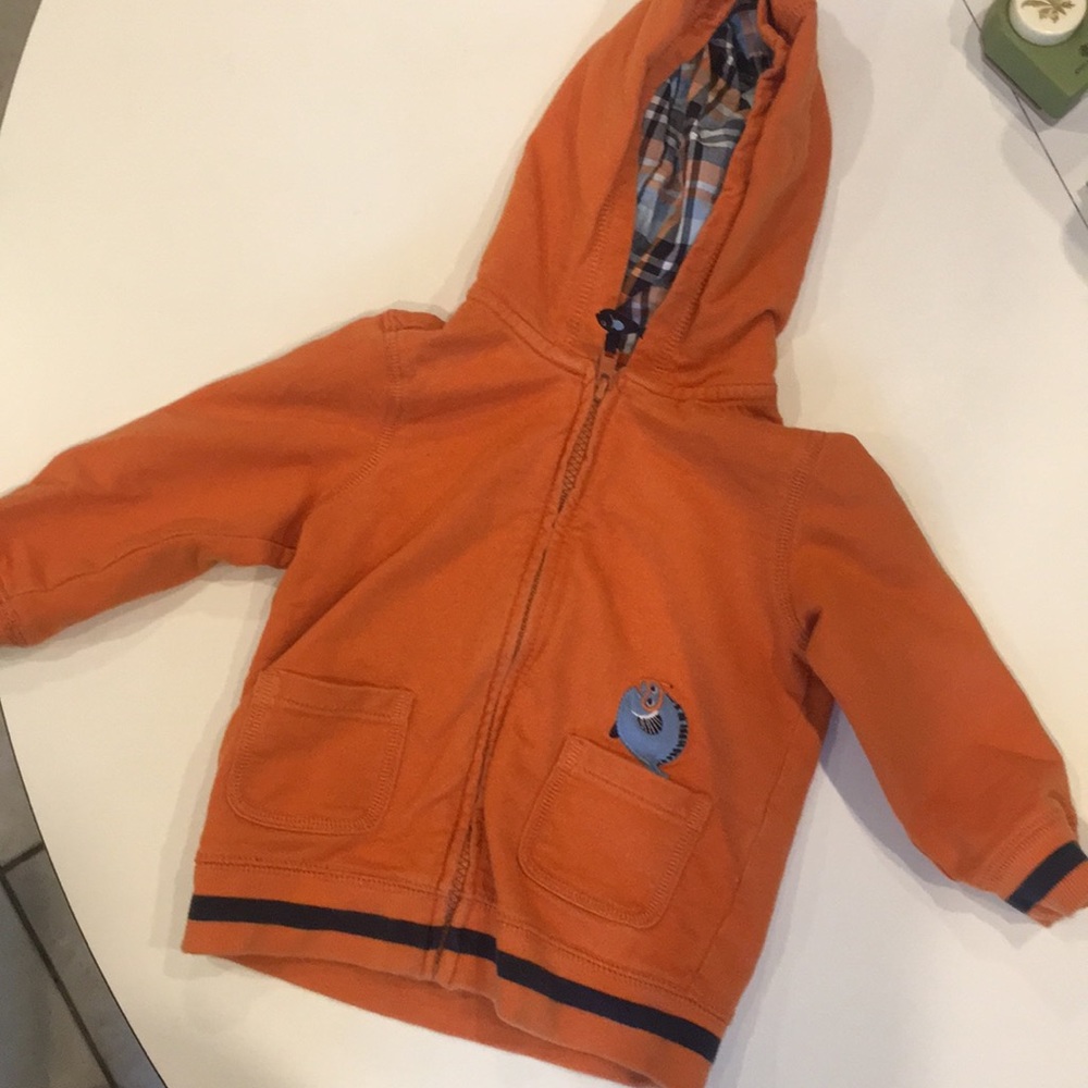 Orange and blue zipped hoodie